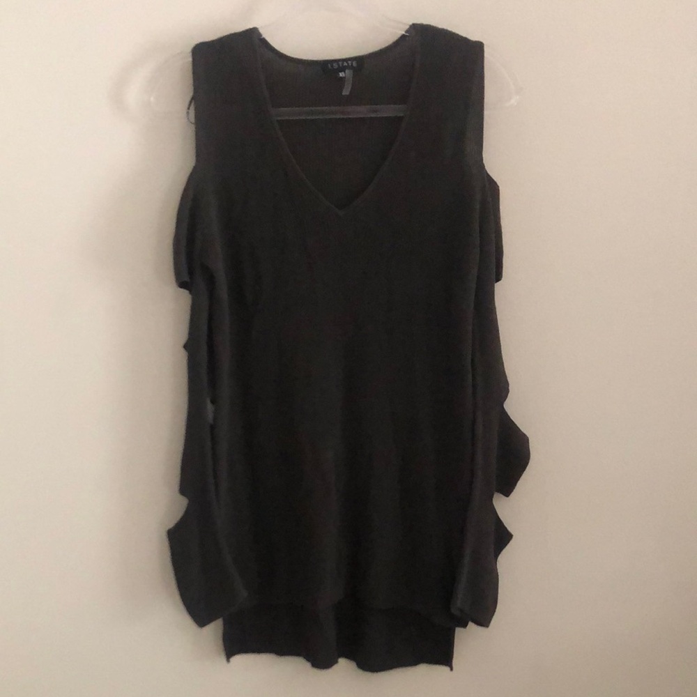 1. State Olive Green Cut Out Sleeves Sweater Top